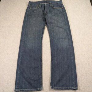 Levi's 501 Jeans Mens 33x32 Straight Leg Button Fly Dark Wash Blue Denim Grunge